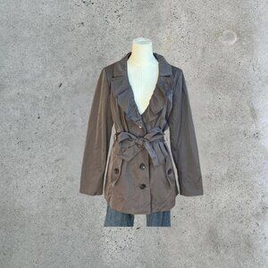 2000s grey trench coat